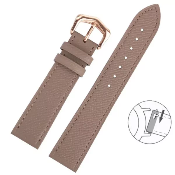 Grained Calf leather Strap Bracelet for Cartier Tank Ronde Toll Free7 Taupe Tanned Leather Strap for Cartier with Quick-Release – 4 Sizes