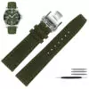 Green silver Folding_bracelet-en-cuir-pour-montre-longines-iw_variants-15 Green Strap Band for Longines Hydro Conquest, Heritage, Master In Nylon 20, 21, 22mm