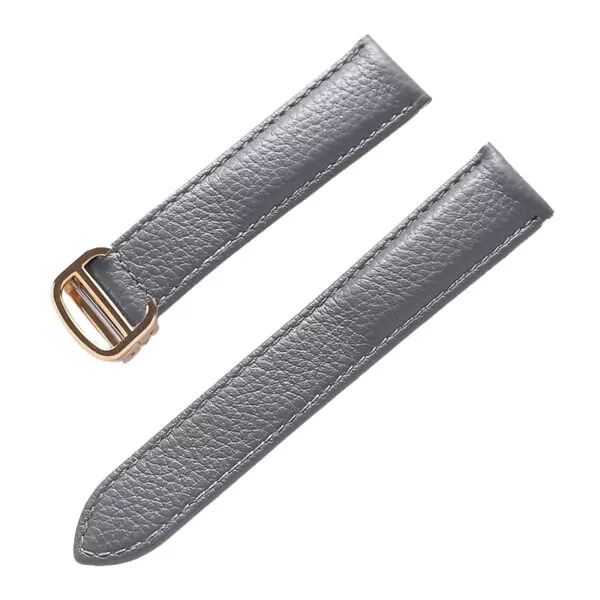 Grey gold buckle_leather-strap-lychee-pattern-soft-leathe_variants-25 Grey Bracelet for Cartier Tank in Pebbled Calf Leather – 7 Sizes