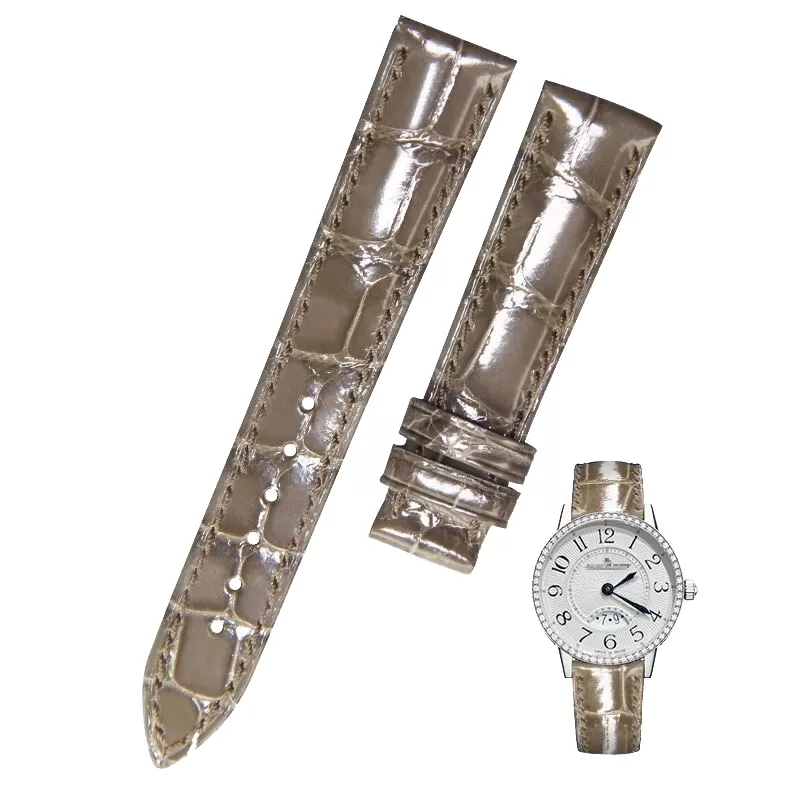 Grey_fuyijia-bracelet-de-montre-personnalis_variants-0 Gray Strap For Jaeger LeCoultre Rendez-vous In Genuine Crocodile Leather Skin Band- 6 sizes