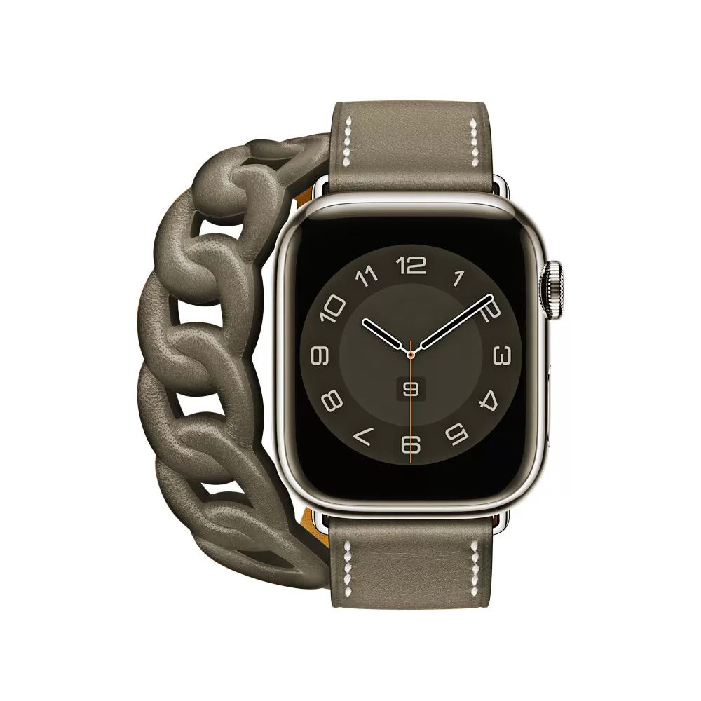 H684a337b2d264021aa64552c9bb238260 Grey Double Tour Strap Band for Apple iWatch Series In Leather Curb Style