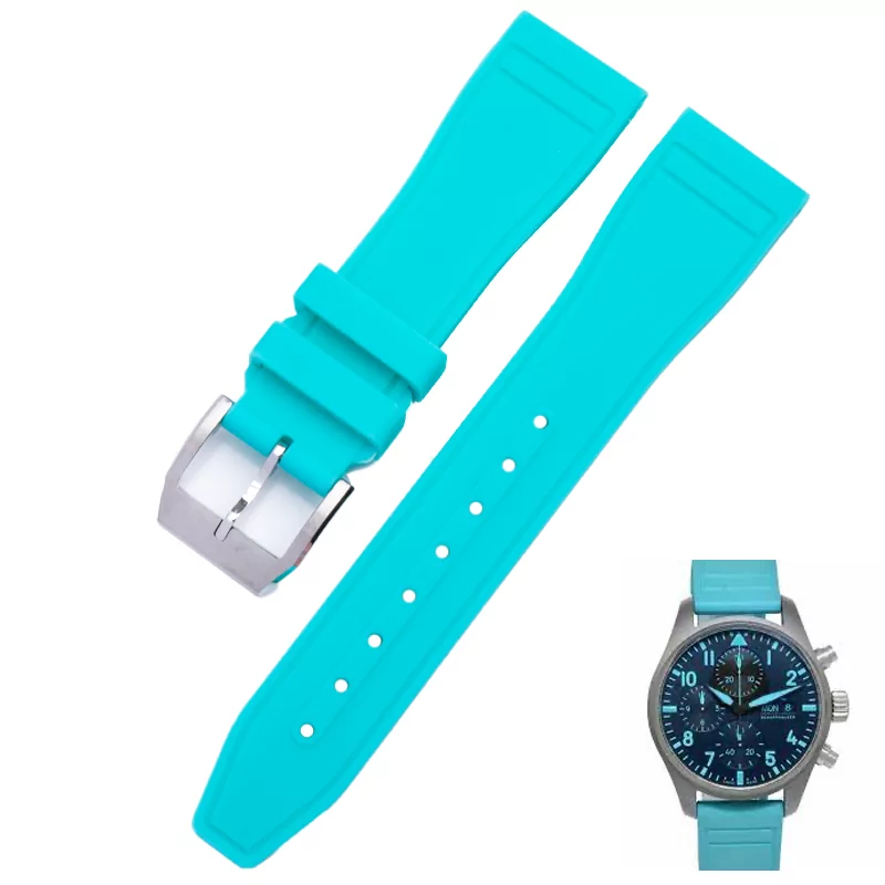 IMG_0141 Light Blue Rubber Strap Band for IWC Pilot Mercedes AMG Petronas F1, Top Gun, Portofino - 22mm
