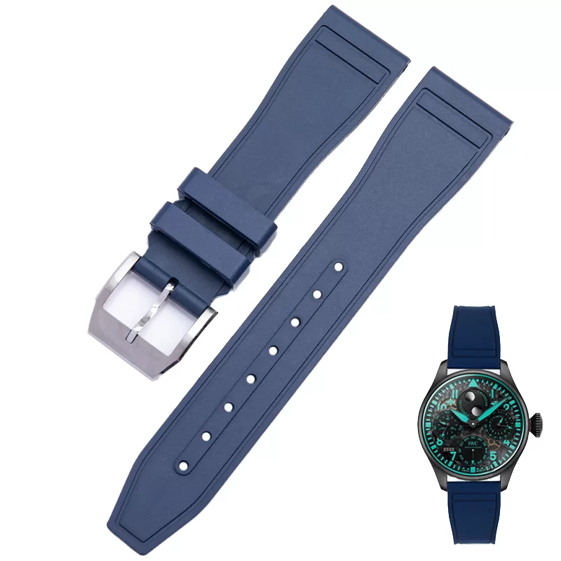 IMG_0142 Dark Blue Rubber Strap Band for IWC Big Pilot, Top Gun, Portofino - 22mm
