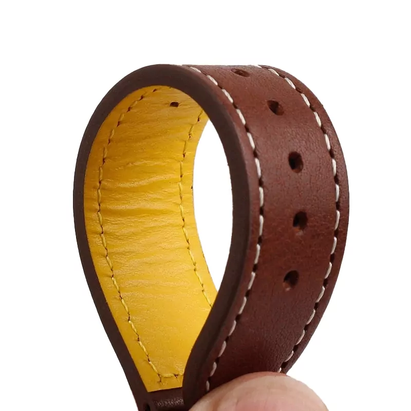 Dark Brown & White Racing Strap Bracelet for Breitling Top Time in Calf Leather - 20mm - Image 2