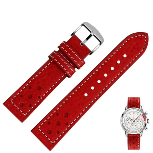 Leather Racing Strap Bracelet for Breitling Top Time_5 Red & White Racing Strap Bracelet for Breitling Top Time in Calf Leather - 20mm