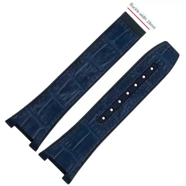 Leather-Rubber-strap-for-new-Omega-Constellation-Men-17 Blue Strap Bracelet for Omega Constellation In Crocodile/Alligator Grain Leather & Rubber Back