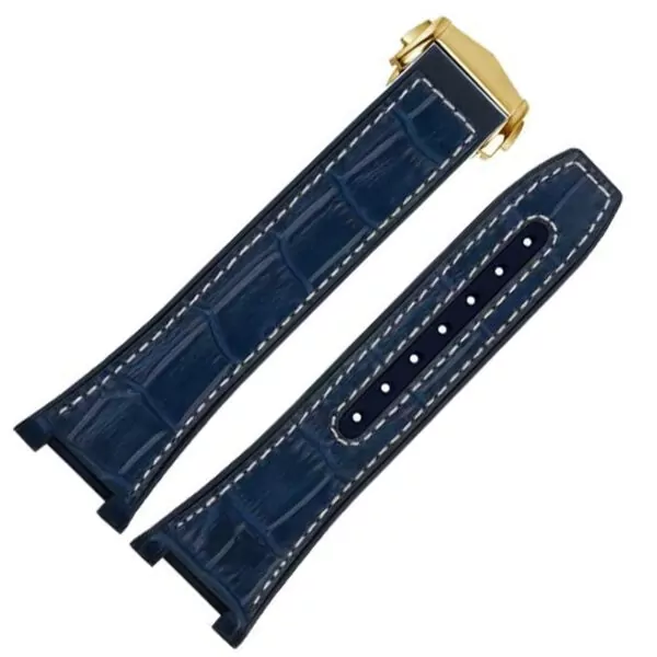 Leather-Rubber-strap-for-new-Omega-Constellation-Men-18 Blue & White Strap Bracelet for Omega Constellation In Crocodile/Alligator Grain Leather & Rubber Back