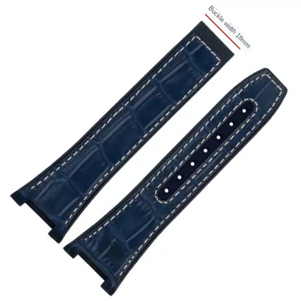 Leather-Rubber-strap-for-new-Omega-Constellation-Men-19 Blue & White Strap Bracelet for Omega Constellation In Crocodile/Alligator Grain Leather & Rubber Back