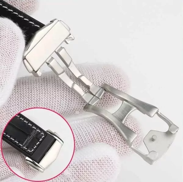 Leather-Rubber-strap-for-new-Omega-Constellation-Men-2 Black Strap Bracelet for Omega Constellation In Crocodile/Alligator Grain Leather & Rubber Back