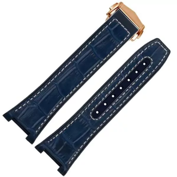 Leather-Rubber-strap-for-new-Omega-Constellation-Men-20 Blue & White Strap Bracelet for Omega Constellation In Crocodile/Alligator Grain Leather & Rubber Back