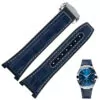 Leather-Rubber-strap-for-new-Omega-Constellation-Men-21 Blue & White Strap Bracelet for Omega Constellation In Crocodile/Alligator Grain Leather & Rubber Back