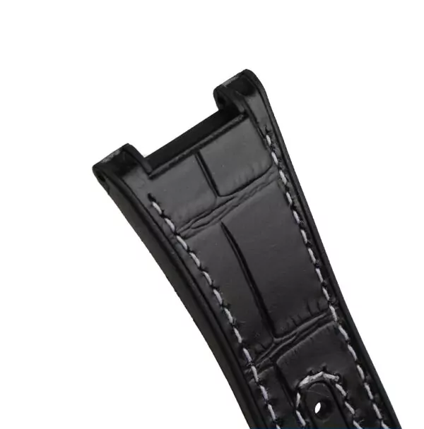 Leather-Rubber-strap-for-new-Omega-Constellation-Men-4 Black Strap Bracelet for Omega Constellation In Crocodile/Alligator Grain Leather & Rubber Back