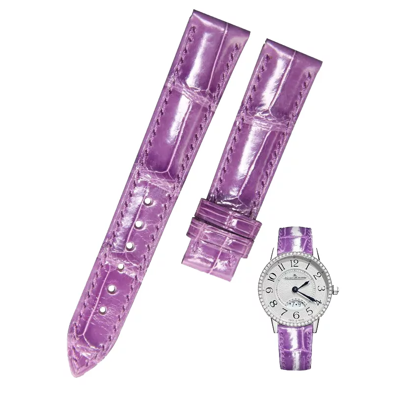 Light purple_fuyijia-bracelet-de-montre-personnalis_variants-4 Light Purple Strap For Jaeger-LeCoultre Rendez-vous In Genuine Crocodile Leather Skin Band- 6 sizes