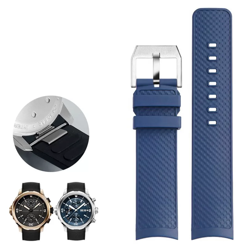 NEW Blue silver_bracelet-de-montre-en-caoutchouc-et-sili_variants-6 Blue Strap Band IWC Aquatimer Quick-Release In Rubber 22mm