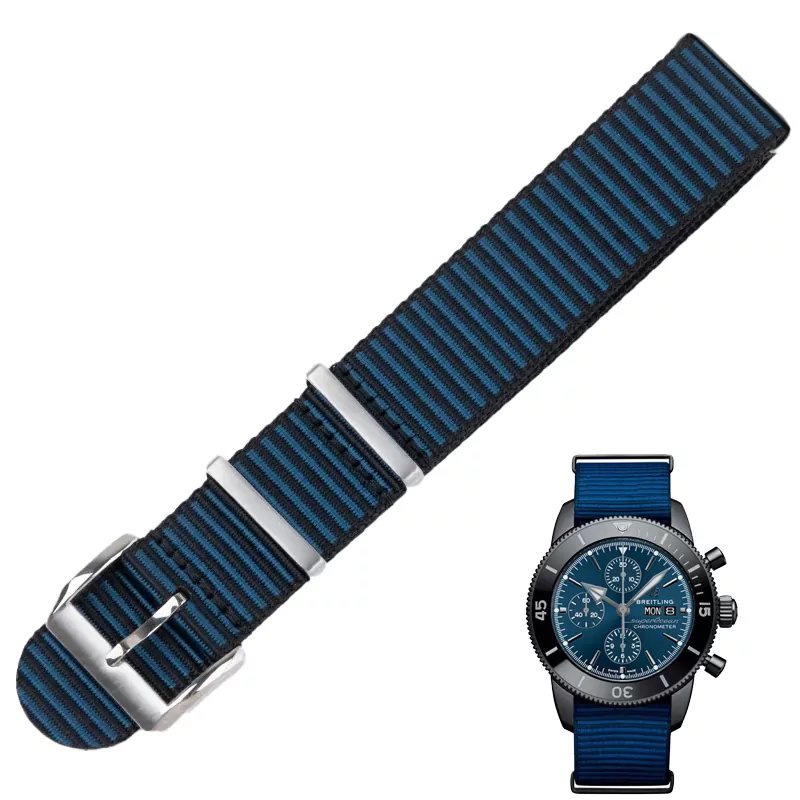 Nato_Nylon_Strap_for_Breitling_ Outerknown_10 Black & Blue Nato Strap for Breitling In Nylon - 22mm