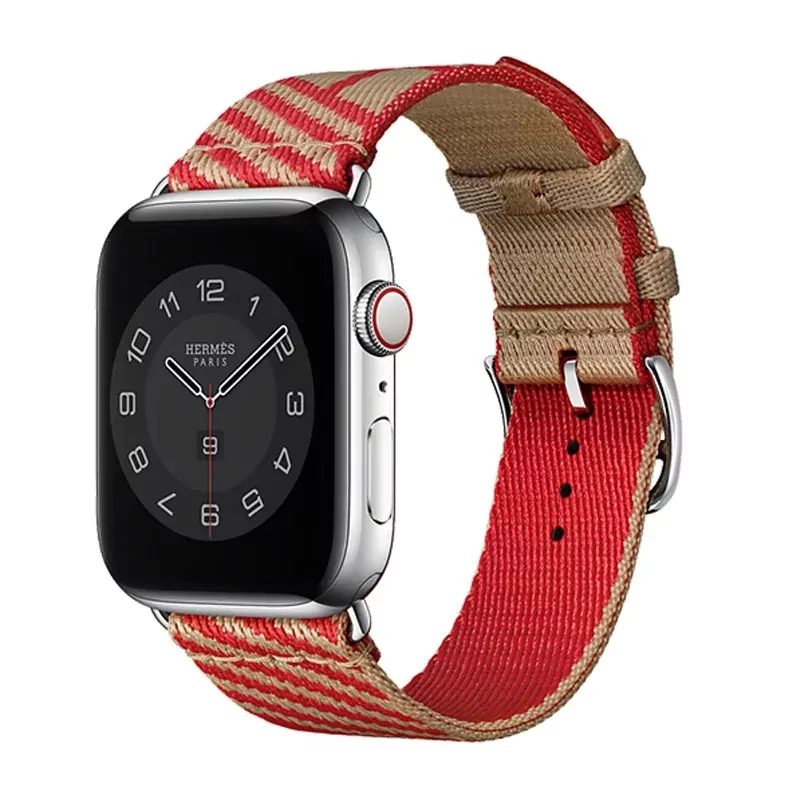 Nylon-Strap-Bracelet-for-Apple-iWatch-Hermes-10 Red & Brown Nylon Strap Band for iWatch Apple by Hermes