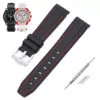 Nylon-Strap-Bracelet-for-Omega-Swatch-20mm-18 Black & Red Curved Rubber Strap Band for Omega Seamaster x Swatch Moonswatch Mission to Mars- 20mm