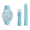 Nylon-Strap-Bracelet-for-Omega-Swatch-20mm-22 Light Blue Curved Canvas Rubber Strap Band for Omega x Swatch Joint Moonswatch Mission to Uranus - 20mm