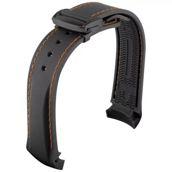 Omega_Straps_Parts_266 - With buckle (1) Black & Orange Strap Bracelet for Omega Seamaster Planet Ocean in Rubber - 20,22mm