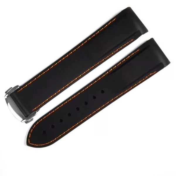 Omega_Straps_Parts_275 - SR: Rubber belt (1) Black & Orange Strap Bracelet for Omega Seamaster Planet Ocean in Rubber - 20,22mm