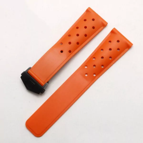 Orange black buckle_bracelet-de-montre-en-caoutchouc-pour-ho_variants-3 Orange Rubber Strap Bracelet for TAG Heuer, Carrera, Monaco, Formula 1 Racing - 22mm