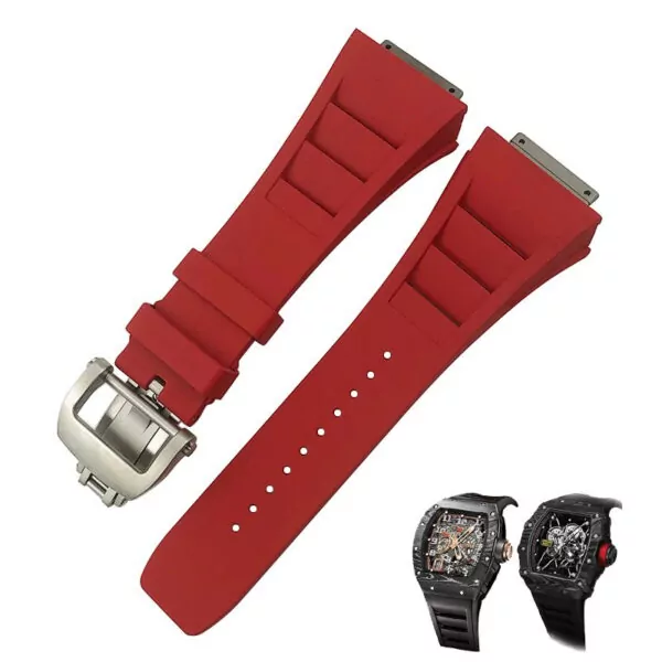 Red Silver_bracelet-de-montre-joint-en-caoutchouc-f_variants-0 Red Rubber Strap for Genuine Richard Mille RM011, 030, 035, 055