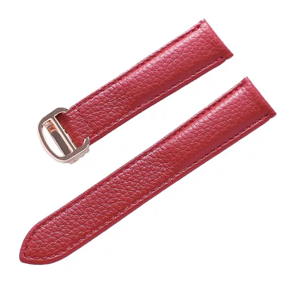 Red rose buckle_leather-strap-lychee-pattern-soft-leathe_variants-8 Red Bracelet for Cartier Tank in Pebbled Calf Leather – 7 Sizes