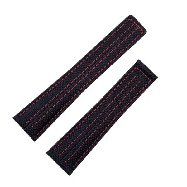 Red_22-mm-watch-accessories-high-density-nylo_variants-2 Black & Red Strap for TAG Heuer Aquaracer, Carrera, Monaco in Nylon Double Stitching - 22mm