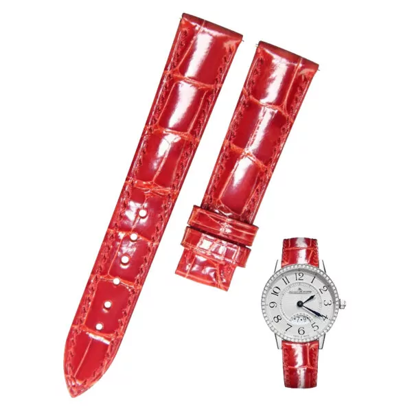 Red_fuyijia-bracelet-de-montre-personnalis_variants-5 Red Strap For Jaeger-LeCoultre Rendez-vous In Genuine Crocodile Leather Skin Band- 6 sizes