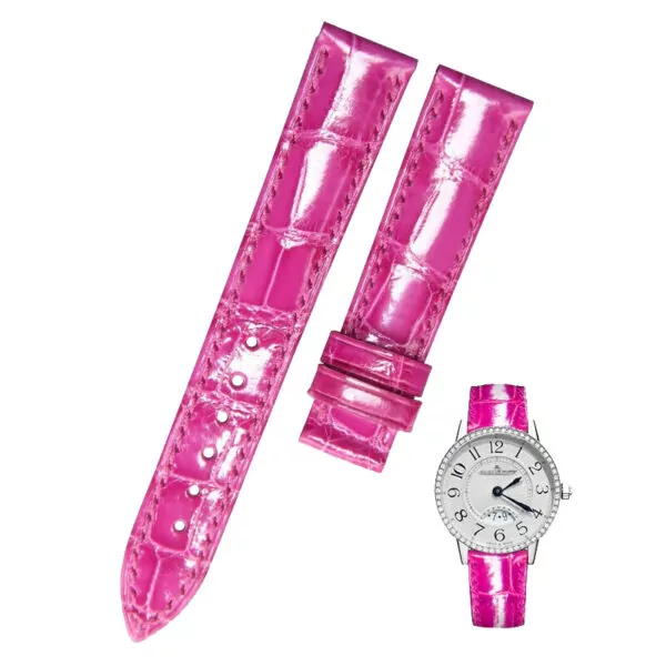 Rose Red_fuyijia-bracelet-de-montre-personnalis_variants-7 Rose Strap For Jaeger-LeCoultre Rendez-vous In Genuine Crocodile Leather Skin Band- 6 sizes