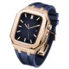 RoseG Blue_kit-de-modification-compatible-avec-appl_variants-17 Rose Gold and Blue Royal Oak Rubber Band for Apple Watch Series