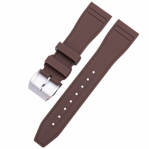 Rubber Band Strap For IWC Pilot Brown Rubber Strap Band for IWC Big Pilot, Top Gun, Portofino - 22mm
