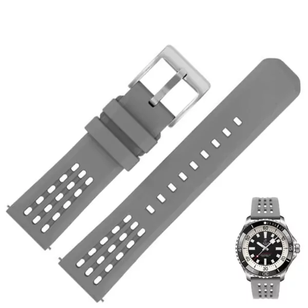 Rubber Strap Bracelet for Breitling Colt_4 Gray Rubber for Breitling Colt, Super Ocean, Avengers - 20, 22mm