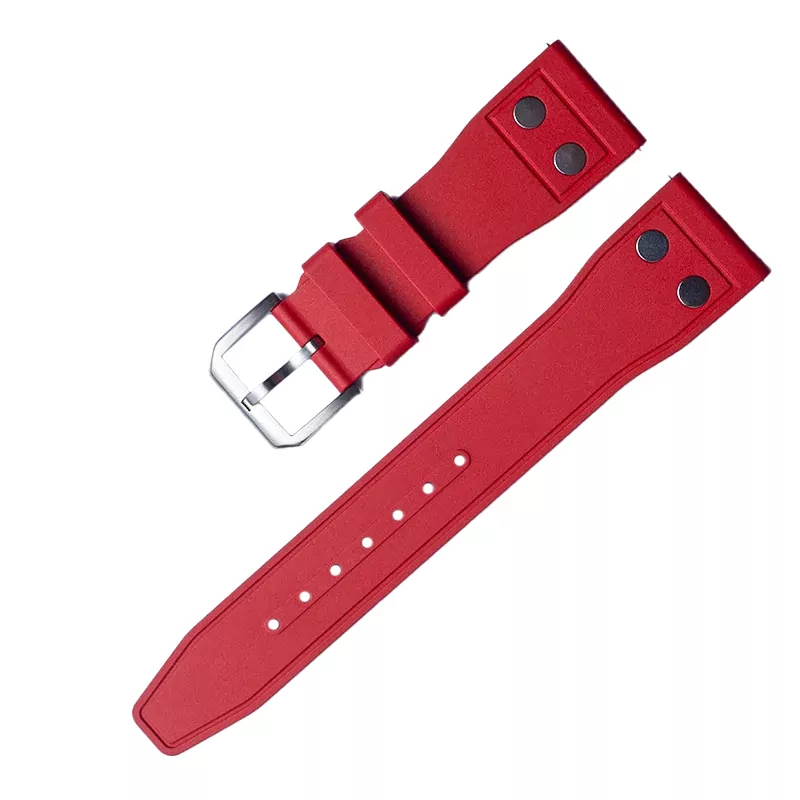 Red Rubber Strap Band for IWC Pilot - 20, 22mm