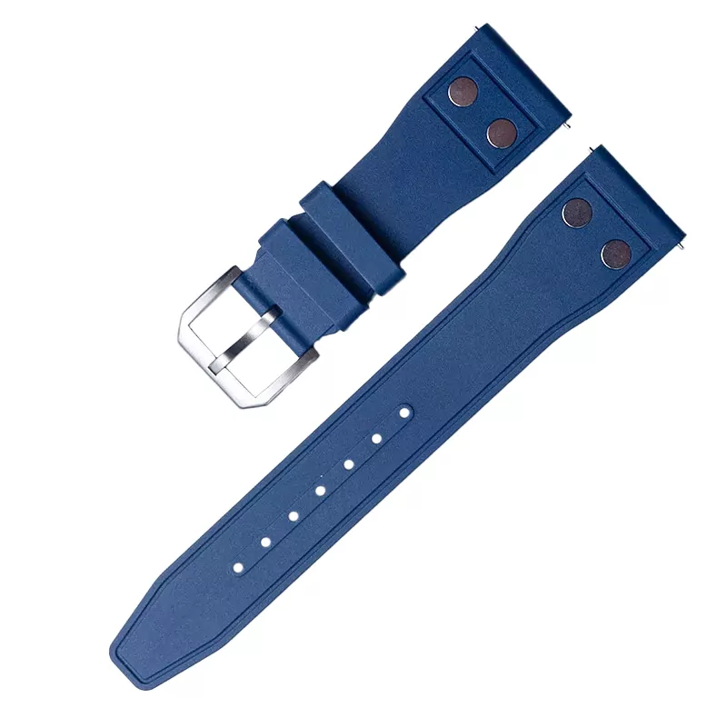 Rubber Strap Bracelet for IWC Pilot Toll Free_8 Blue Rubber Strap Band for IWC Pilot - 20, 22mm