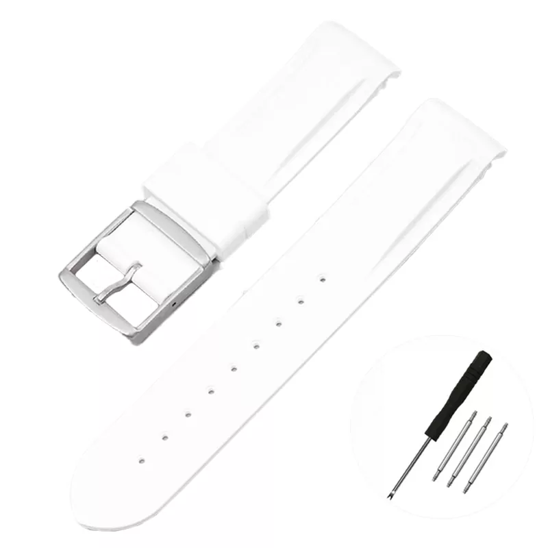 White Curved Rubber Strap Band for Omega x Swatch Moonswatch - 20mm