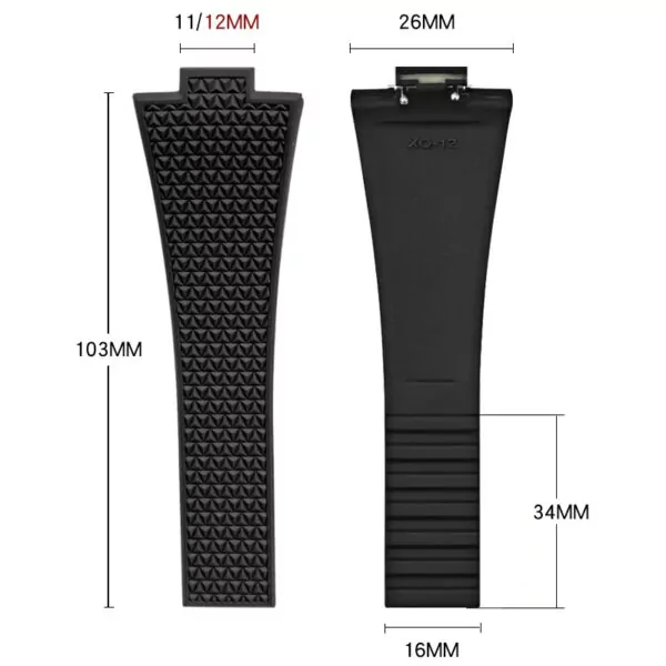 Rubber Strap Bracelet for Tissot_Prx_36-40mm_3 Black Rubber Strap Bracelet for Tissot PRX II with Quick Release System - 26x11/12mm