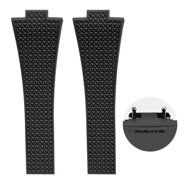Rubber Strap Bracelet for Tissot_Prx_36-40mm_4 Black Rubber Strap Bracelet for Tissot PRX II with Quick Release System - 26x11/12mm