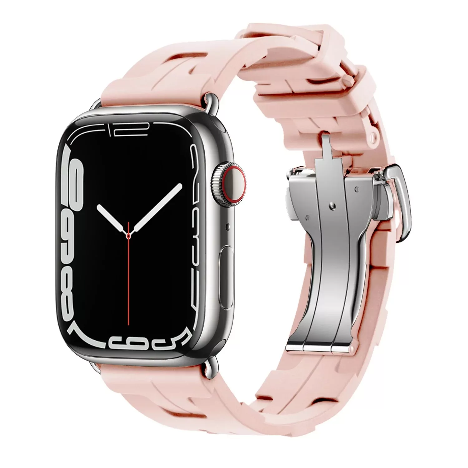 Rubber-Strap-For-iWatch-Apple-Hermes-10 Light Pink Single Tour Rubber Band for Apple iWatch Series