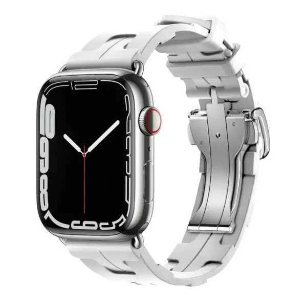 Rubber-Strap-For-iWatch-Apple-Hermes-15 White Single Tour Rubber Band for Apple iWatch Series