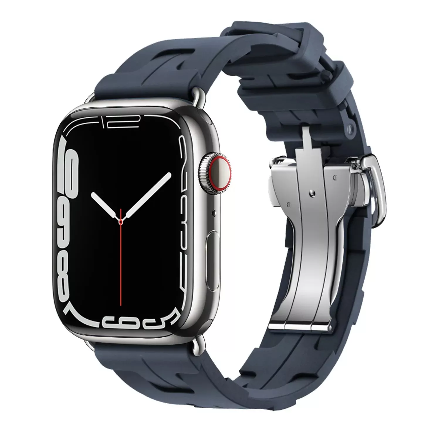 Rubber-Strap-For-iWatch-Apple-Hermes-3 Navy Blue Single Tour Rubber Band for Apple iWatch Series