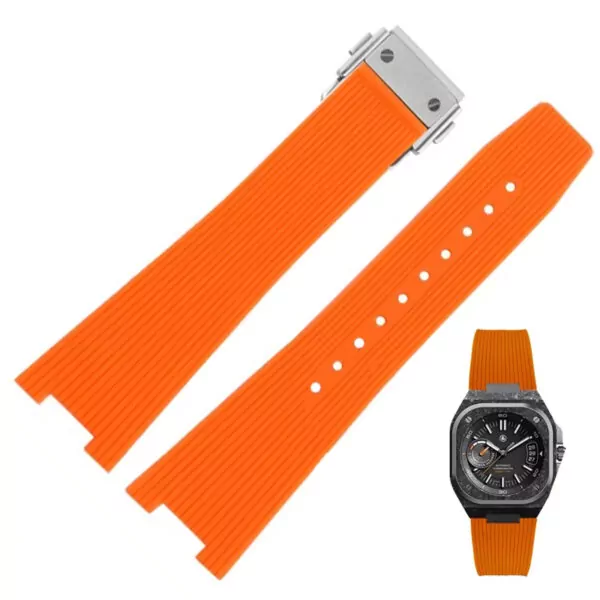 Rubber-strap-for-Bell-Ross-BR05-21 Orange Rubber Strap Bracelet for Bell Ross for BR05 - 2 Sizes