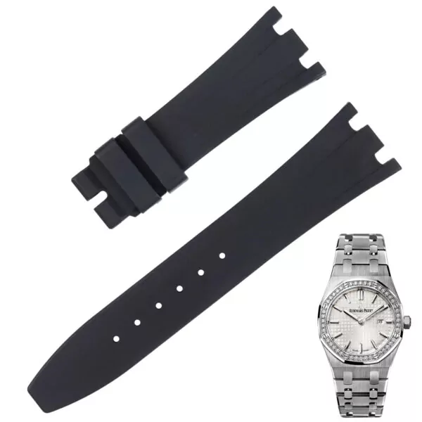 Rubber_Strap_for_Audemars_Piguet_Royal_Oak_33mm_2 Black Rubber Strap for Audemars Piguet Royal Oak 33mm Lady - 21mm