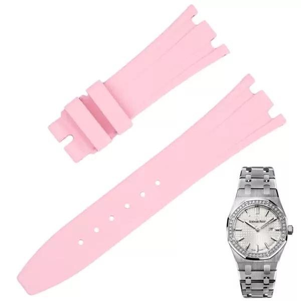 Rubber_Strap_for_Audemars_Piguet_Royal_Oak_33mm_4 Pink Rubber Strap for Audemars Piguet Royal Oak 33mm Lady - 21mm