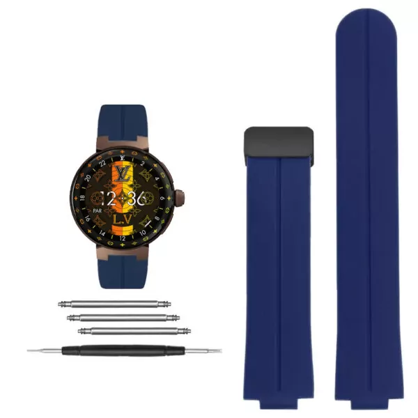 Rubber_Strap_for_Louis_Vuitton_Tambour_11 Blue Rubber Strap for Louis Vuitton Tambour 21x12mm