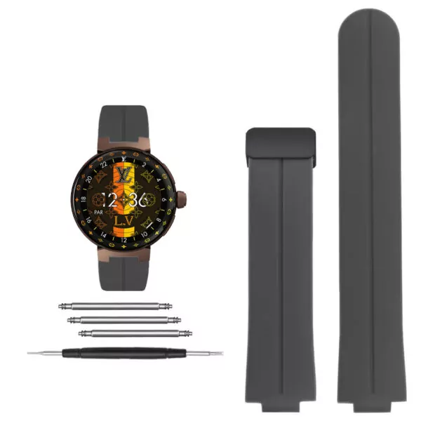 Rubber_Strap_for_Louis_Vuitton_Tambour_13 Gray Rubber Strap for Louis Vuitton Tambour 21x12mm