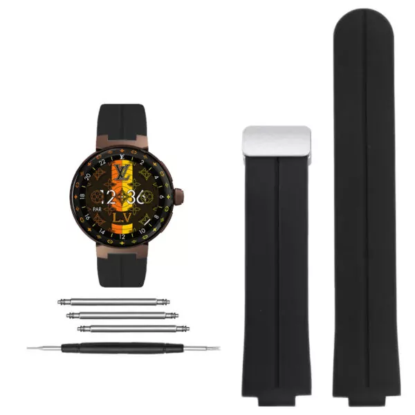 Rubber_Strap_for_Louis_Vuitton_Tambour_15 Black Rubber Strap for Louis Vuitton Tambour 21x12mm