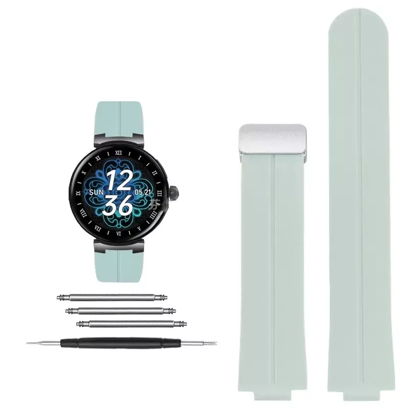 Light Green Rubber Strap for Louis Vuitton Tambour 21x12mm