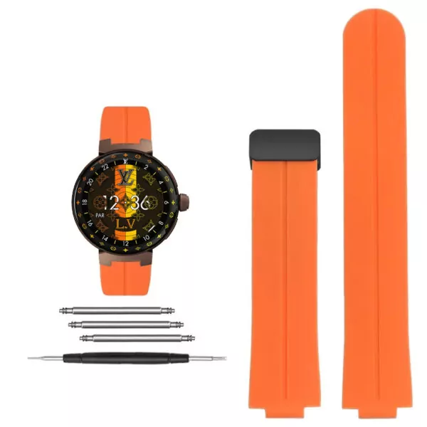 Rubber_Strap_for_Louis_Vuitton_Tambour_7 Orange Rubber Strap for Louis Vuitton Tambour 21x12mm