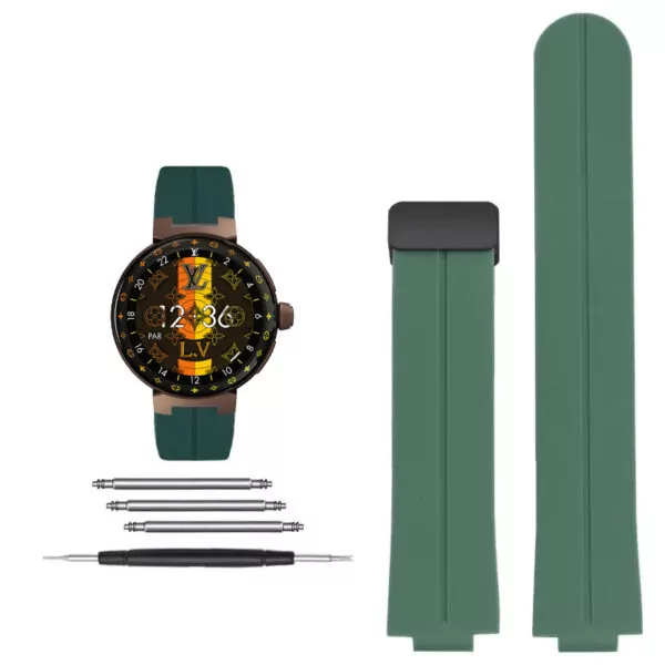 Rubber_Strap_for_Louis_Vuitton_Tambour_9 Green Rubber Strap for Louis Vuitton Tambour 21x12mm